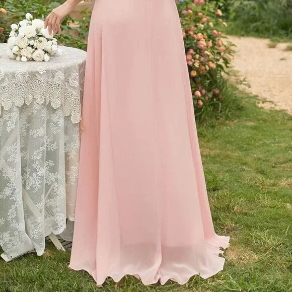 Surplice Flutter Sleeve Maxi Dress | A-Line Formal Solid Dress - Picture 9 of 9